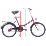 Retro skladací bicykel Fuzlu 20'' Universal / Universe 1 prevodový 15" bordová